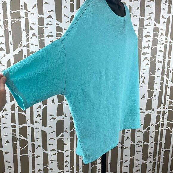 Dantelle NEW Aqua Textured Drop Sleeve High Low Hem Top sz 1X - Picture 2 of 7